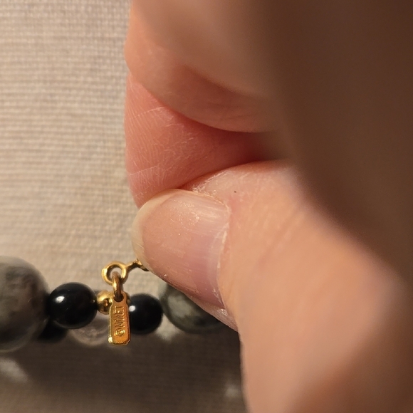 Monet Red and Gray Beaded Necklace Y-Shape Design - Picture 3 of 5